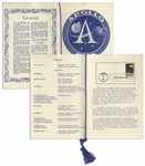 Apollo 8 Commemorative Stamp Set Issued to Jack Swigert -- In Swigert's Custom Folder & With Other Memorabilia Owned by Swigert Including His Signed Note to His Mom